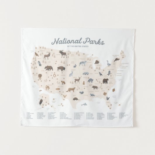 Neutraal nationaal park Woodland Nursery Decor Wandkleed (Voorkant (horizontaal))