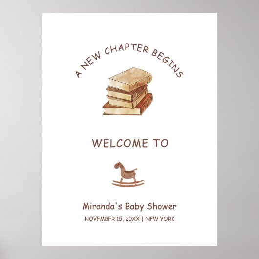 Neutraal Nieuw Chapter Book Baby shower Welkom Poster (Voorkant)