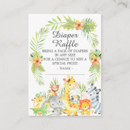 Neutraal Oerwoud Dieren Baby shower Dierriene Raff Informatiekaartje