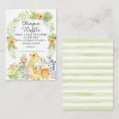 Neutraal Oerwoud Dieren Baby shower Dierriene Raff Informatiekaartje (Voorkant / Achterkant)