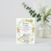 Neutraal Oerwoud Elefant Baby shower Diaper Raffle Informatiekaartje (Staand voorkant)