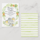 Neutraal Oerwoud Elefant Baby shower Diaper Raffle Informatiekaartje (Voorkant / Achterkant)