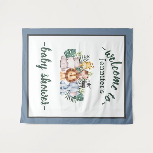 Neutraal Oerwoud Safari Dieren Baby shower Wild On Wandkleed (Voorkant (horizontaal))