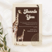 Neutraal Oerwoud Safari Giraffe Baby shower Bedankkaart