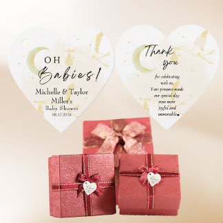 Neutraal Oh baby's, Twin ooievaars Hartgunst Tags Bedankjes Labels