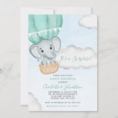Neutraal Olifant Mint Groen Baby shower Kaart (Voorkant)