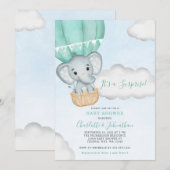 Neutraal Olifant Mint Groen Baby shower Kaart (Voorkant / Achterkant)