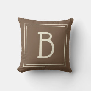 Neutraal omkaderd monogram initiaal modern bruin c kussen