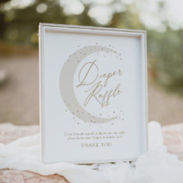 Neutraal Over the Moon Baby shower Luierloof Poster