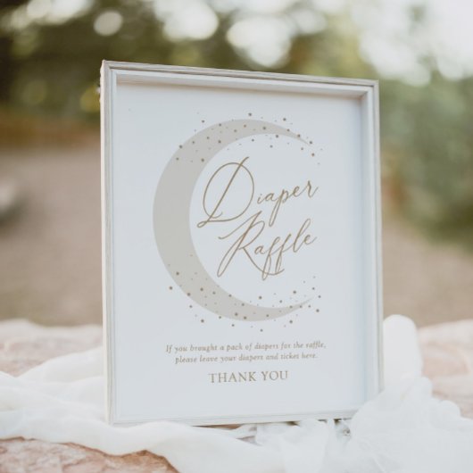 Neutraal Over the Moon Baby shower Luierloof Poster