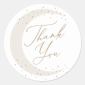 Neutraal Over the Moon Baby shower Ronde Sticker (Voorkant)