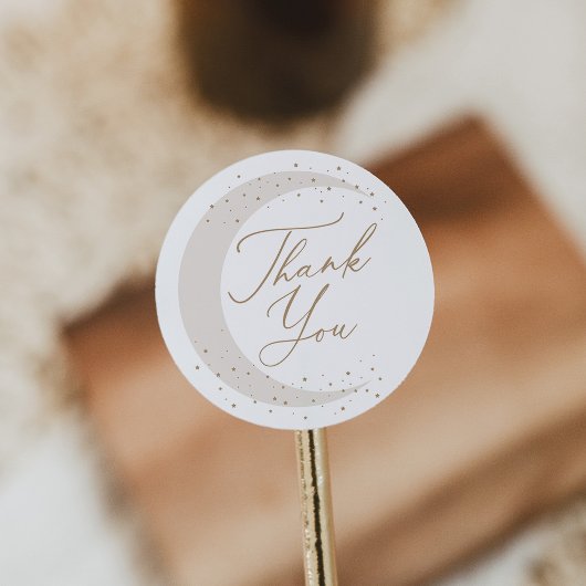Neutraal Over the Moon Baby shower Ronde Sticker