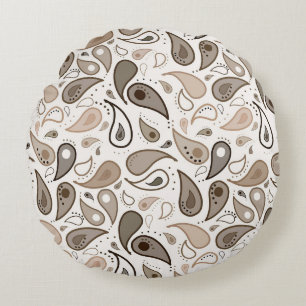 Neutraal Paisley Patroon 16 x 16 Ronde Sierkussen Rond Kussen