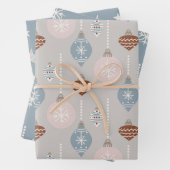 Neutraal palat Bauble and Kerststerren Inpakpapier Vel (In situ)