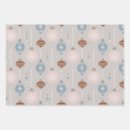 Neutraal palat Bauble and Kerststerren Inpakpapier Vel