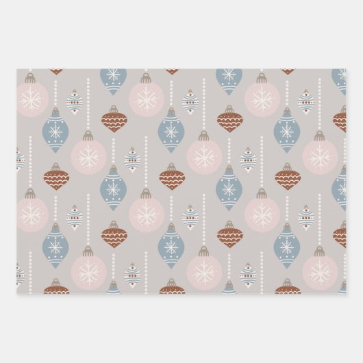 Neutraal palat Bauble and Kerststerren Inpakpapier Vel (Voorkant)