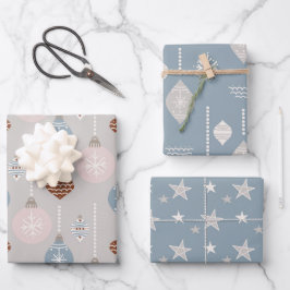 Neutraal palat Bauble and Kerststerren Inpakpapier Vel