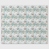 Neutraal pastel salie groen winterbos rendier cadeaupapier (Vlak)