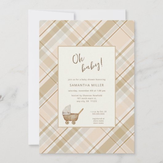 Neutraal Plaid baby koets Kaart (Voorkant)