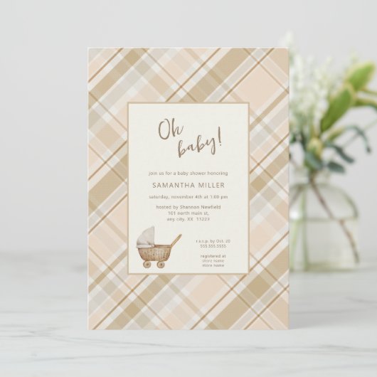 Neutraal Plaid baby koets Kaart (Staand voorkant)