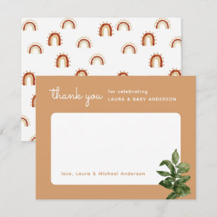 Neutraal Plant Boho Regenboog Baby shower Bedankkaart