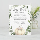 Neutraal pompoen Baby shower per post uitnodiging (Staand voorkant)