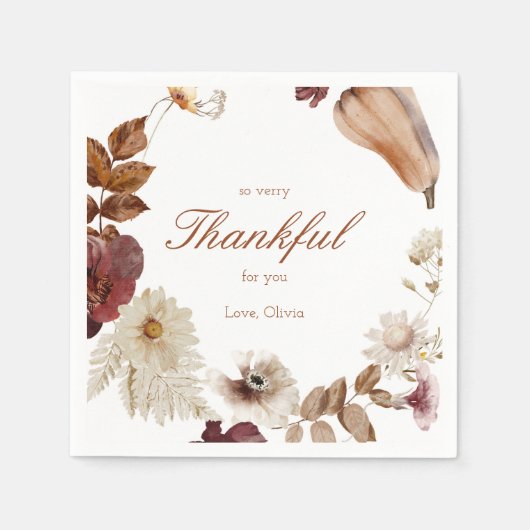 Neutraal pompoen Waterverf Herfst Baby shower serv Servet (Voorkant)