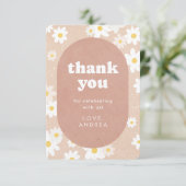 Neutraal Retro Daisies-Baby shower Bedankkaart (Staand voorkant)