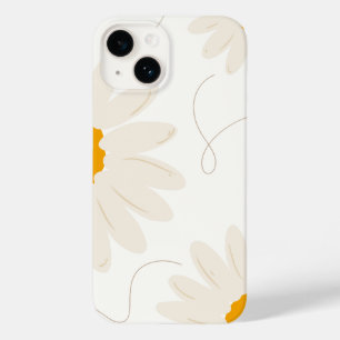 Neutraal Retro Madeliefjes Bloemmotief Case-Mate iPhone 14 Hoesje