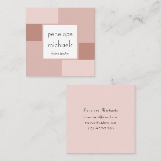 neutraal Roos raster Vierkante Visitekaartje (Voorkant / Achterkant)