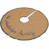 Neutraal rustiek rieten geel met aangepaste tekst kerstboom rok (Gekanteld)