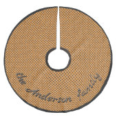 Neutraal rustiek rieten geel met aangepaste tekst kerstboom rok (Voorkant)