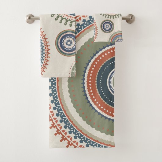 Neutraal Sage Blue Multi Mandala Bad Handdoek (Insitu)