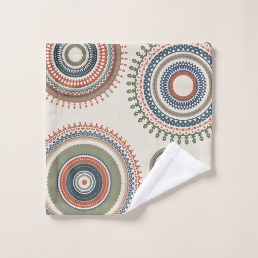 Neutraal Sage Blue Multi Mandala Bad Handdoek (Wasdoekje)