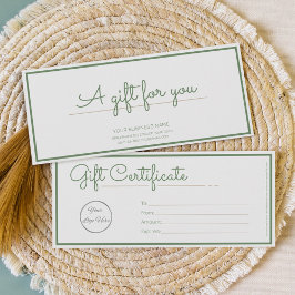 Neutraal salie groen logo zakelijk cadeaubon