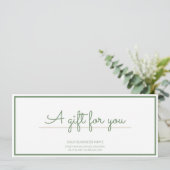 Neutraal salie groen logo zakelijk cadeaubon (Staand voorkant)