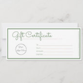 Neutraal salie groen logo zakelijk cadeaubon (Achterkant)