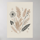 Neutraal Scandinavisch bloemenboeket kunstpatroon Poster (Voorkant)