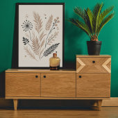 Neutraal Scandinavisch bloemenboeket kunstpatroon Poster