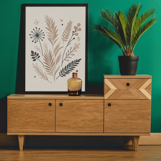 Neutraal Scandinavisch bloemenboeket kunstpatroon Poster