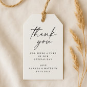 Neutraal script bruiloft dank u | Zwart & Wit Cadeaulabel