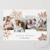 Neutraal | Sneeuwvlok 4 Foto Collage Folie Feestdagenkaart (Voorkant)