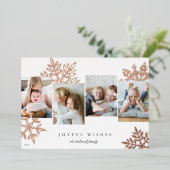 Neutraal | Sneeuwvlok 4 Foto Collage Folie Feestdagenkaart (Staand Voorkant)