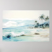 Neutraal strand Waterverf schilderij Poster (Voorkant)