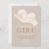 Neutraal Sweet Baby Girl Quote Minimale Baby showe Kaart (Voorkant)