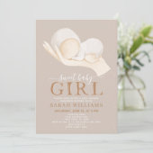 Neutraal Sweet Baby Girl Quote Minimale Baby showe Kaart (Staand voorkant)