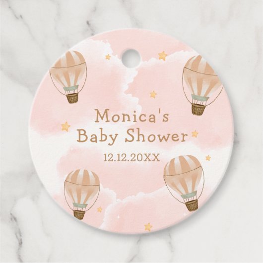 Neutraal Sweet Cloud Hete Luchtballon Baby shower Bedankjes Labels (Voorkant)