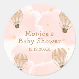 Neutraal Sweet Cloud Hete Luchtballon Baby shower Ronde Sticker