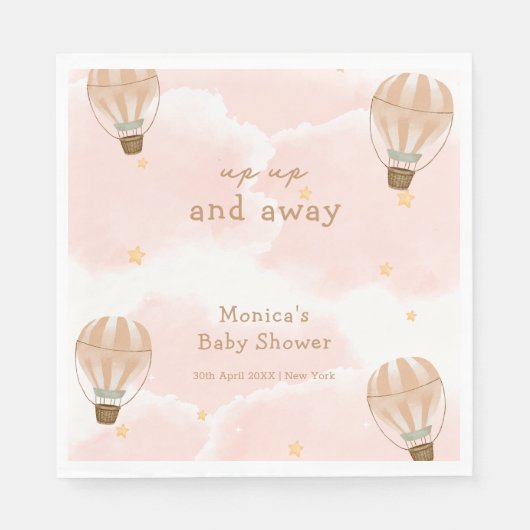 Neutraal Sweet Cloud Hete Luchtballon Baby shower Servet (Voorkant)