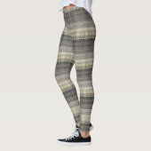 Neutraal Tan Beige Grey Pset Geometric Pattern Leggings (Links)